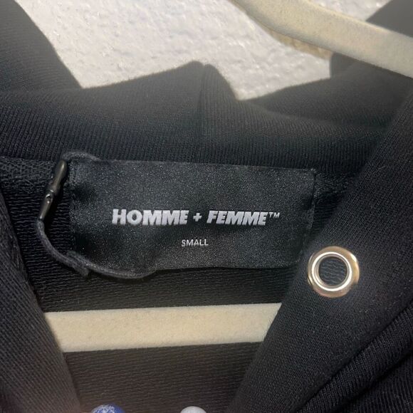 ✨Homme & Femme Sz Small Black Hoodie✨ - Picture 5 of 6